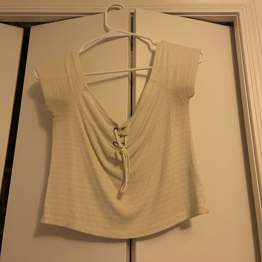 White and yellow crop top